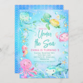 Haaien met schildpadden onder Zee van de geboorte Kaart (Voorkant / Achterkant)