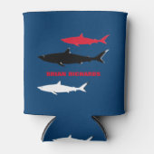 Haaien met zijn naam, blauw blikjeskoeler (Voorkant)