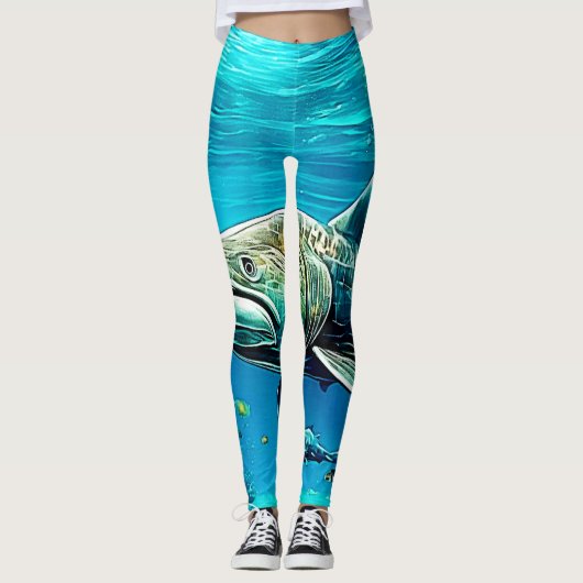 Haaien Oceaan Roofdier Kunst Leggings (Voorkant)