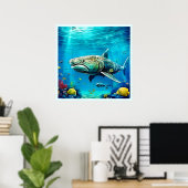 Haaien Oceaan Roofdier Kunst Poster (Thuiskantoor)