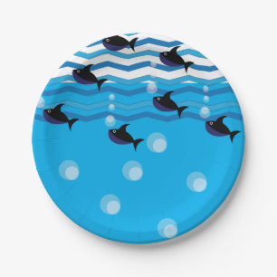 Haaien Oceaanblauw Onderwater Papieren Bordje