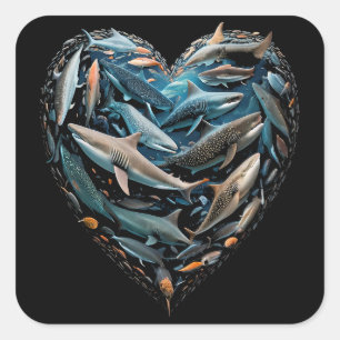 Haaien Ocean Beach liefhebbers houden van hart Vierkante Sticker