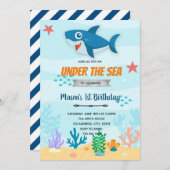 Haaien onder de uitnodiging voor de verjaardag van (Voorkant / Achterkant)