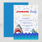 Haaien onder het zee 10e verjaardag kaart (Voorkant / Achterkant)