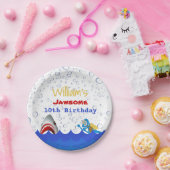 Haaien onder het zee 10e verjaardag papieren bordje (Feest)