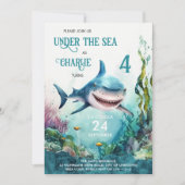 Haaien onder het Zee Ocean Thmed Kids Birthday Kaart (Voorkant)