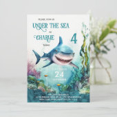 Haaien onder het Zee Ocean Thmed Kids Birthday Kaart (Staand voorkant)