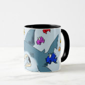 Haaien onder vissen mok (Voorkant rechts)