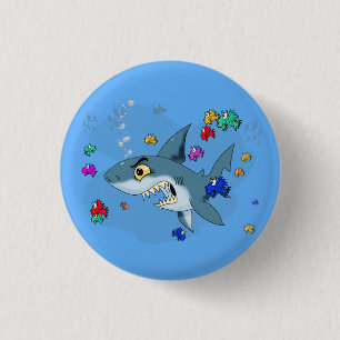 Haaien onder vissen ronde button 3,2 cm