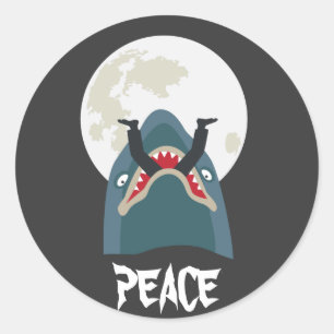 Haaien op de maannacht ronde sticker