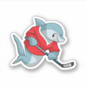 Haaien op ijshockey met ijshockeystick sticker (Voorkant)