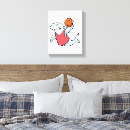 Haaien op sport met Basketball Canvas Afdruk (Insitu (Slaapkamer))