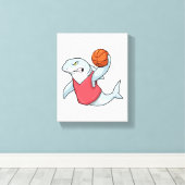 Haaien op sport met Basketball Canvas Afdruk (Insitu (Houten vloer))