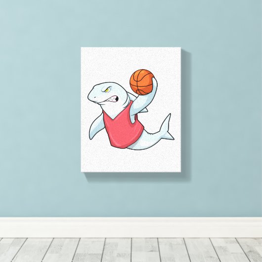 Haaien op sport met Basketball Canvas Afdruk (Insitu (Houten vloer))