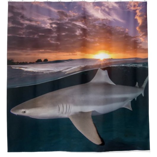 Haaien op Sunset Douchegordijn (Voorkant)