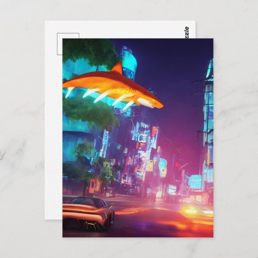 Haaien over het Briefkaart van de stad (Voorkant / Achterkant)