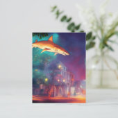 Haaien over het City Briefkaart (Staand voorkant)