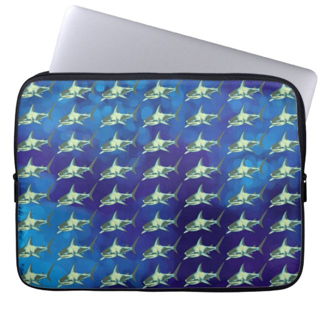 haaien, patroonblauw laptop sleeve (Voorkant)