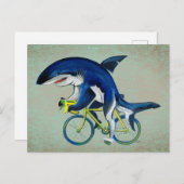 Haaien rijden op een fiets briefkaart (Voorkant / Achterkant)
