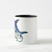 Haaien rijden op een fiets mok (Midden)