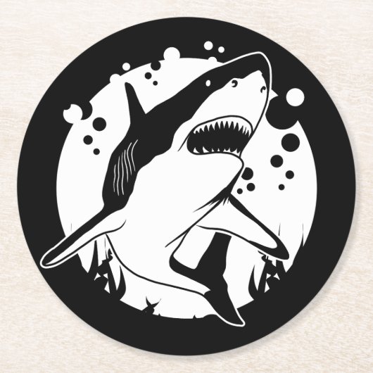 Haaien Ronde Kartonnen Onderzetter (Voorkant)