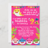 Haaien Roze Verjaardag uitnodiging (Voorkant)