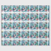 Haaien Schattige onder het Zee meisje verjaardagsf Cadeaupapier (Vlak)