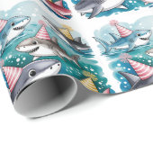 Haaien Schattige onder het Zee meisje verjaardagsf Cadeaupapier (Rol Hoek)