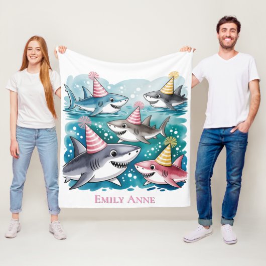 Haaien Schattige onder het Zee meisje verjaardagsf Fleece Deken (In situ)
