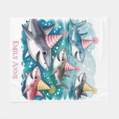 Haaien Schattige onder het Zee meisje verjaardagsf Fleece Deken (Voorkant (Horizontaal))