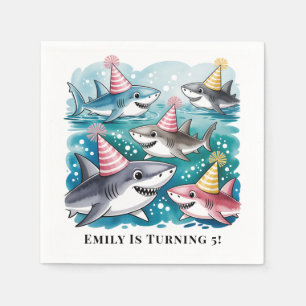 Haaien Schattige onder het Zee meisje verjaardagsf Servet