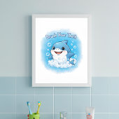 Haaien-Splash-kinderen Badkamer Muur Kunst Poster