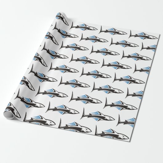 Haaien Stam Icon 1 Patroon Cadeaupapier (Uitgerold)