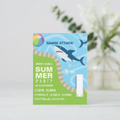 Haaien thema Zomer Zwembad Verjaardagsfeestje Briefkaart (Staand voorkant)