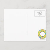 Haaien thema Zomer Zwembad Verjaardagsfeestje Briefkaart (Achterkant)