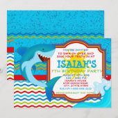 Haaien uitnodiging  Zwembad Feest Uitnodiging - Wa (Voorkant / Achterkant)