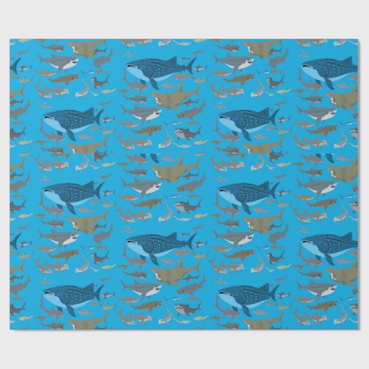 Haaien van de oceanen cadeaupapier (Vlak)