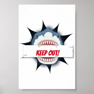 Haaien Verboden Toegang Bord Poster