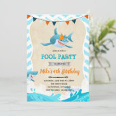 Haaien verjaardagsfeest uitnodiging (Staand voorkant)