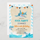 Haaien verjaardagsfeest uitnodiging (Voorkant / Achterkant)