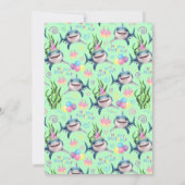 Haaien verjaardagsfeest uitnodiging in het groen (Achterkant)