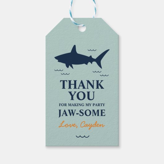Haaien verjaardagsfeestje Bedankt Cadeaulabel (Voorkant)