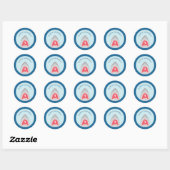 Haaien verjaardagsfeestje ronde sticker (Vel)
