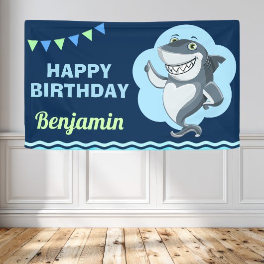 Haaien verjaardagsfeestje spandoek