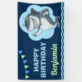 Haaien verjaardagsfeestje spandoek (Verticaal)
