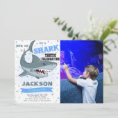 Haaien verjaardagsfoto uitnodiging (Staand voorkant)