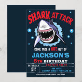 Haaien Verjaardagsuitnodiging - Shark Attack Feest Kaart (Voorkant / Achterkant)