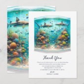Haaien Vis Aquatic Waterverf Aquarium Dank u Kaart (Voorkant / Achterkant)