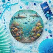 Haaien & Vis Aquatisch Aquarel Aquarium Bruiloft Papieren Bordje (Feest)