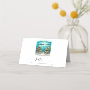 Haaien & Vis Aquatisch Aquarel Aquarium Bruiloft Plaatskaartje